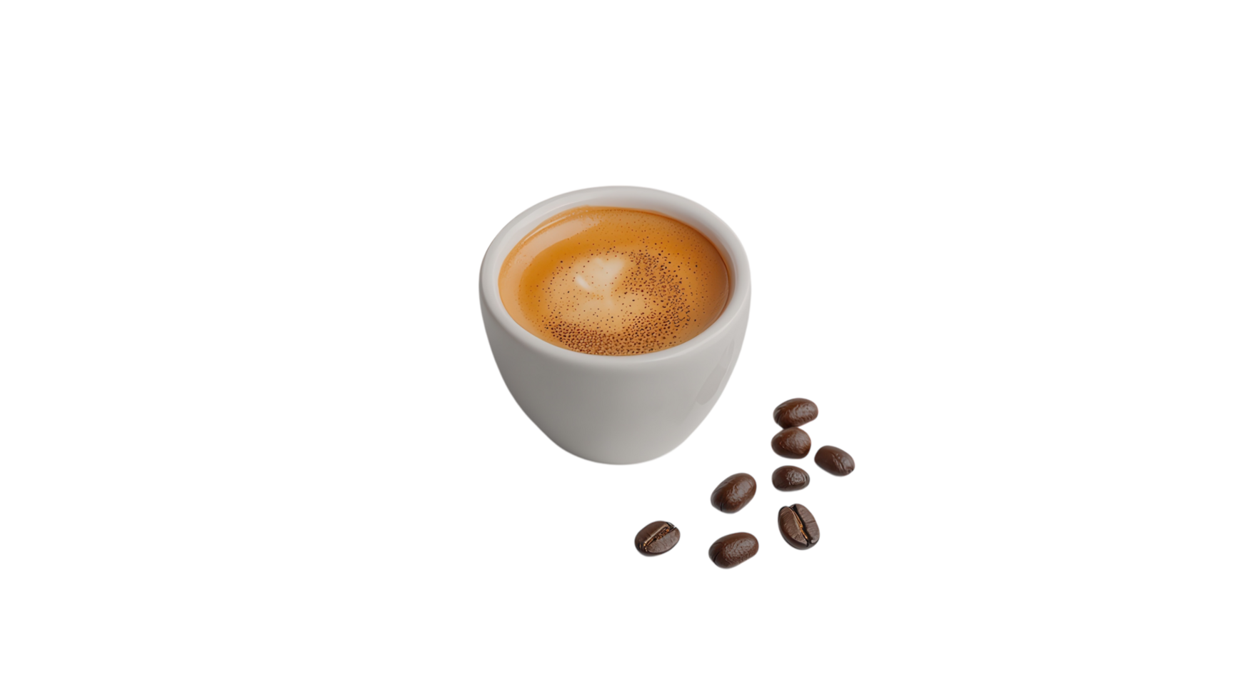 Espresso served in a modern cup with coffee beans arranged nearby at a cozy cafe setting png