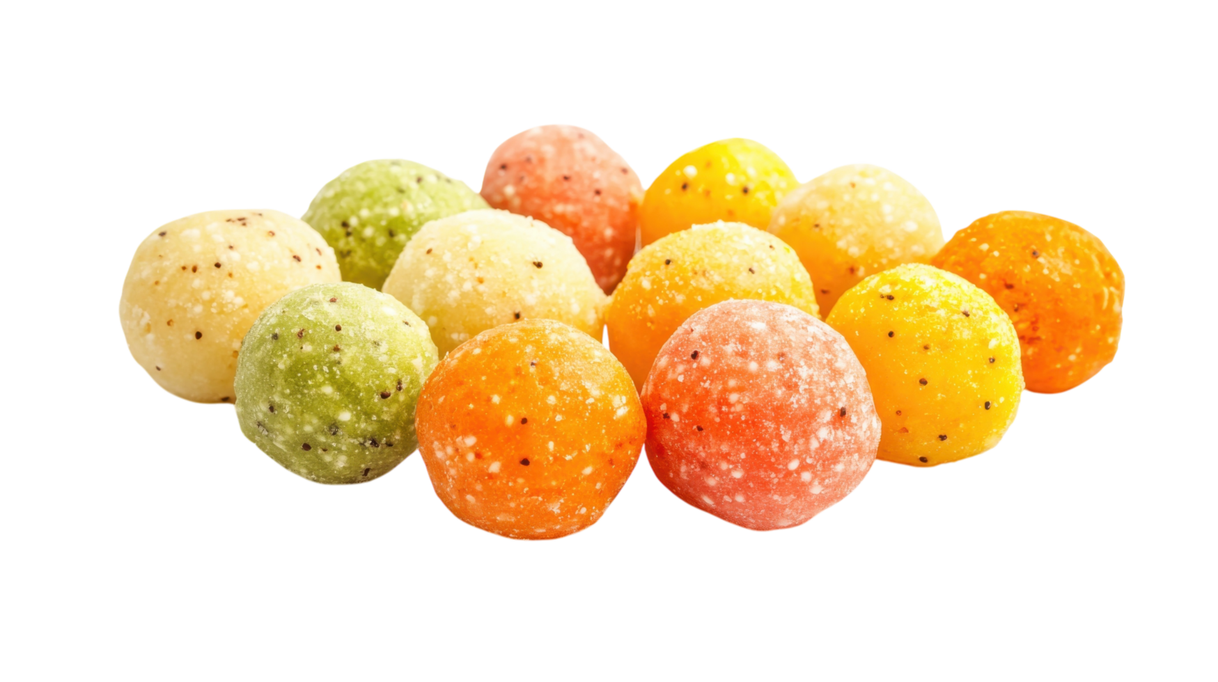 Colorful spherical candies arranged in a cluster, showcasing vibrant hues and distinct textures png