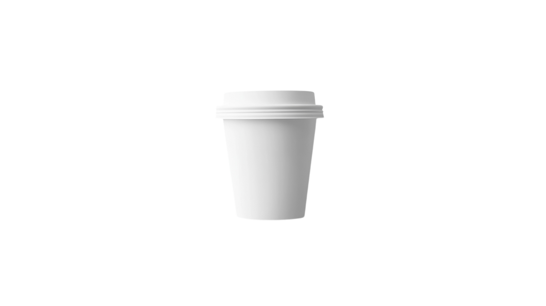 Plain white disposable coffee cup placed against a solid background for minimalistic appeal png