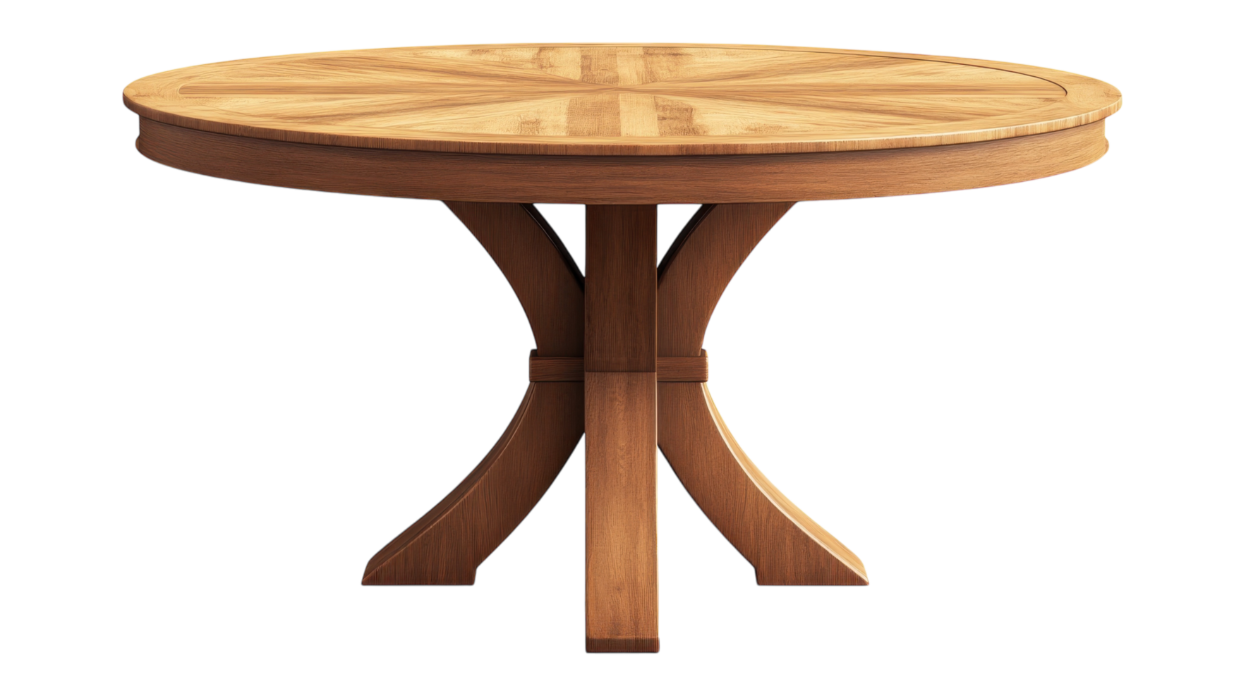 Wooden round dining table crafted from natural materials, displaying simple elegance in a well-lit space png