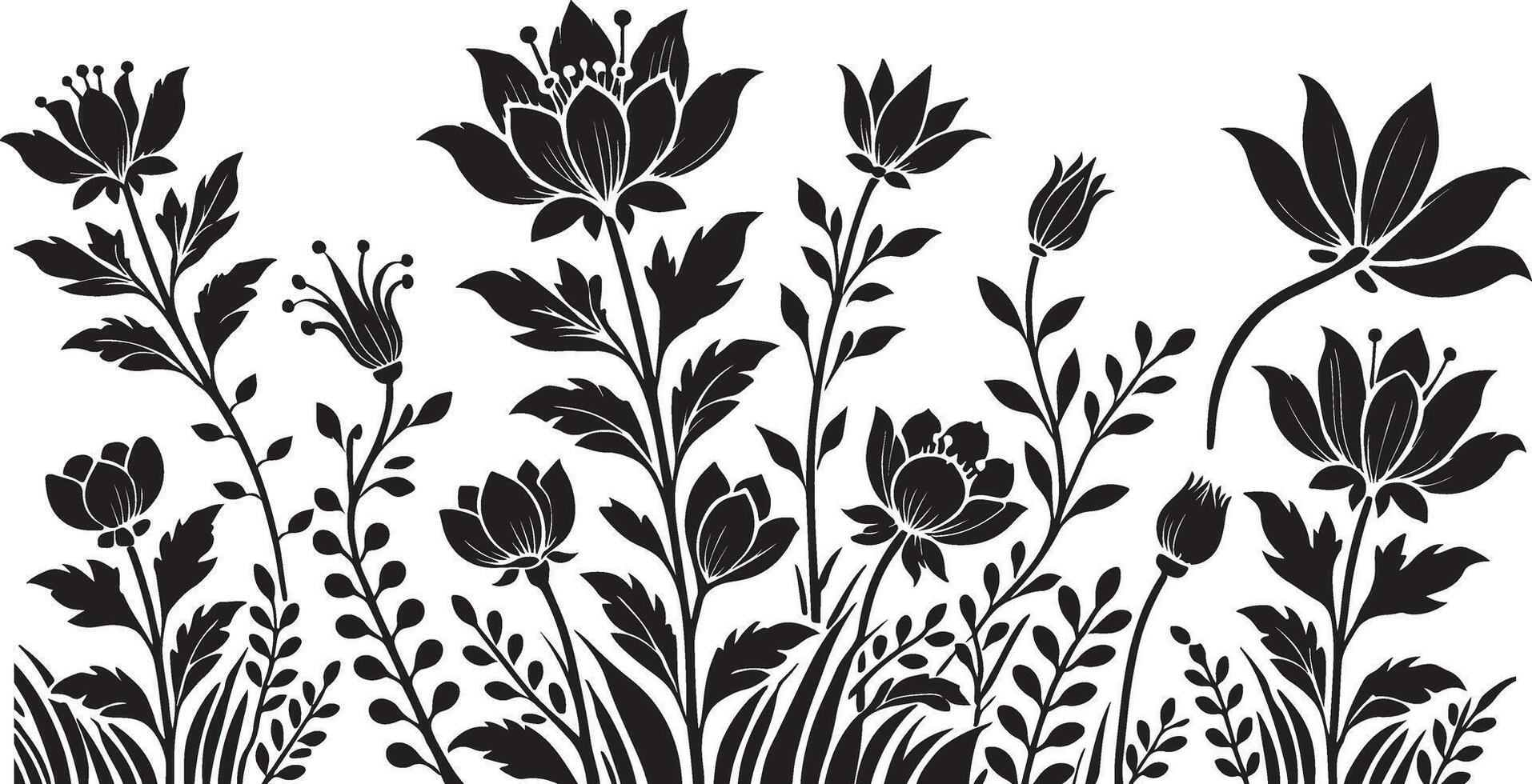 black and white floral design on a white background vector