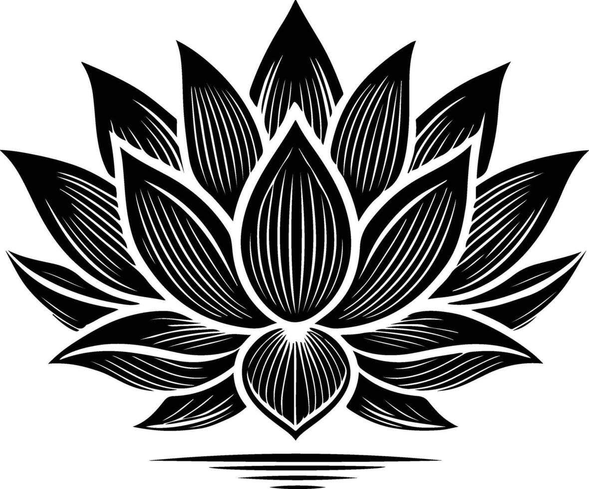 a black and white lotus flower vector