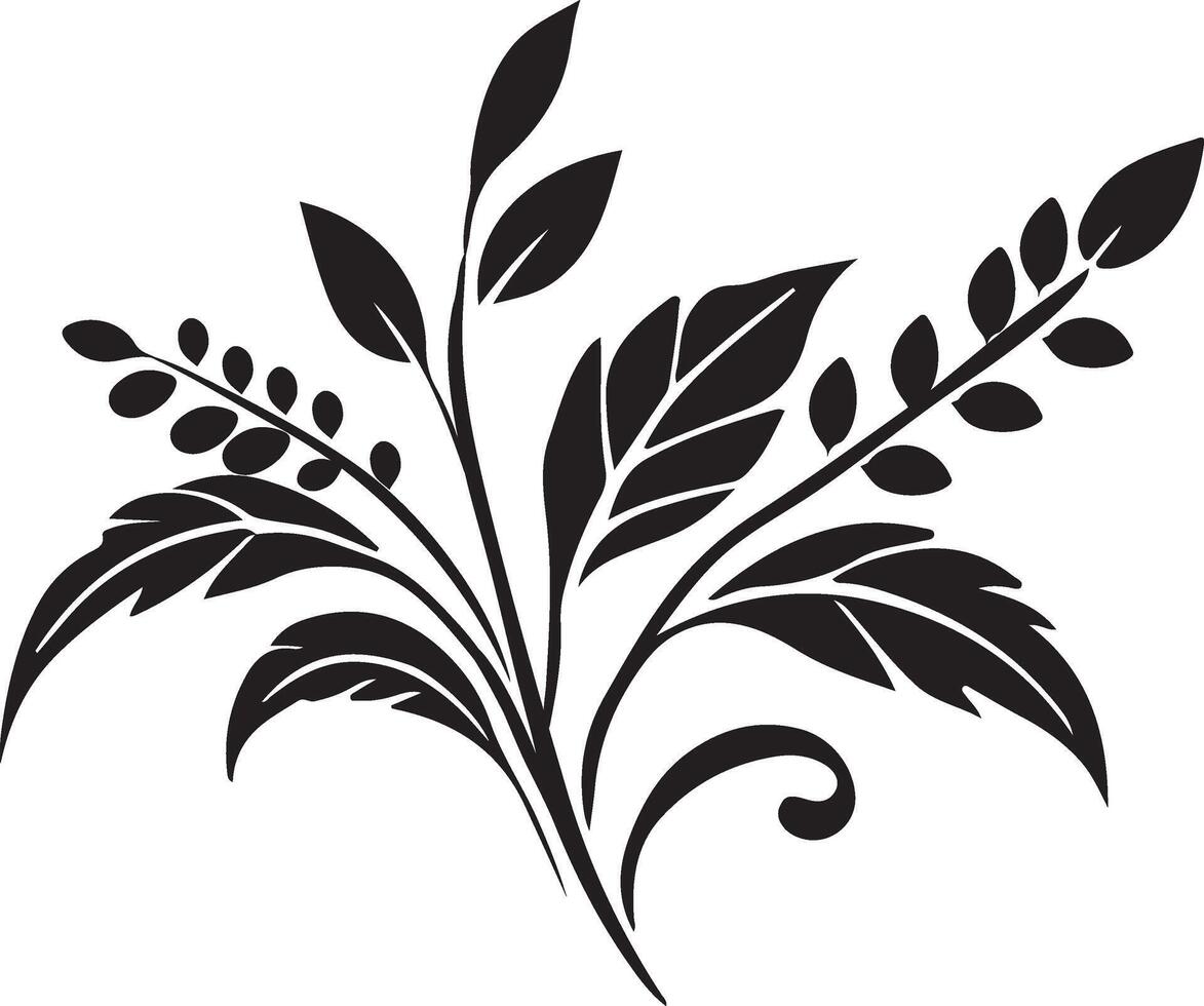 a black and white drawing of leaves vector