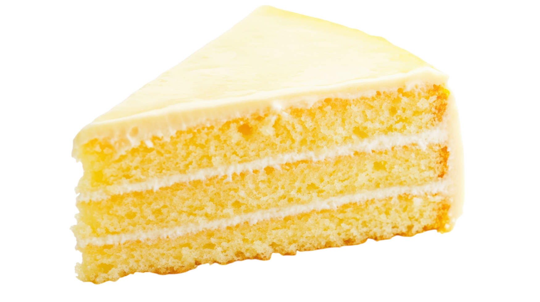 Delicious yellow cake with creamy frosting layered between soft sponge, perfect for any celebration or dessert craving png