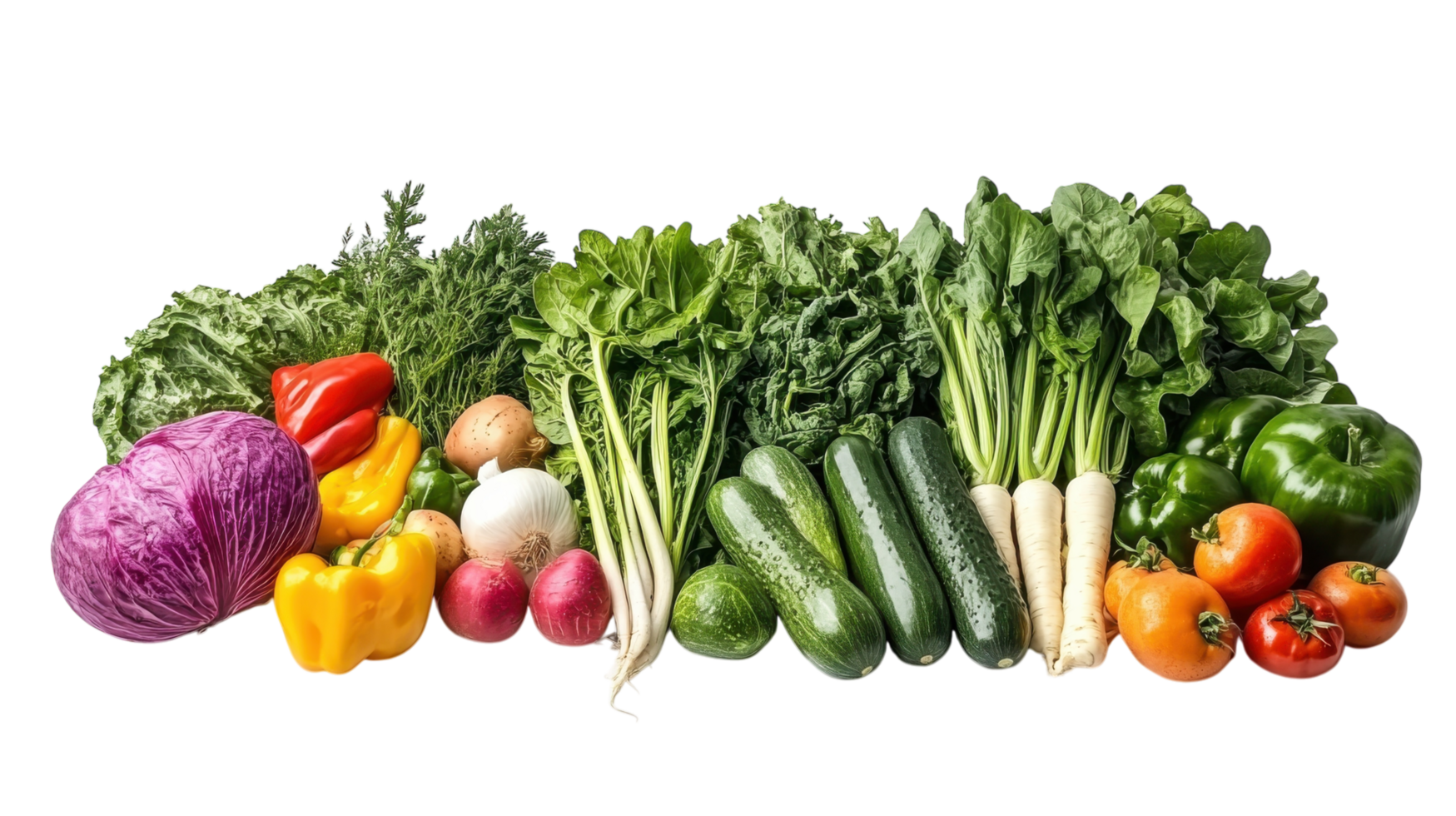 Fresh and colorful assortment of vegetables ready for a healthy meal preparation in a kitchen setting png