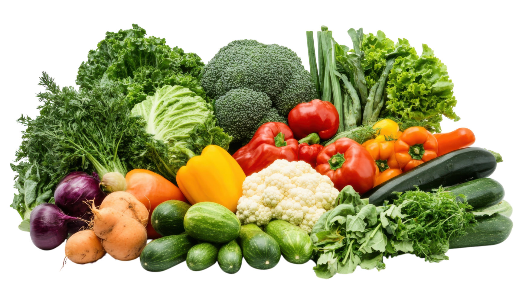 Fresh assortment of colorful vegetables arranged beautifully for a healthy meal preparation png