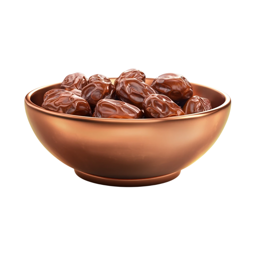 Small Bowl of Dates for Ramadan Fasting On Transparent Background png