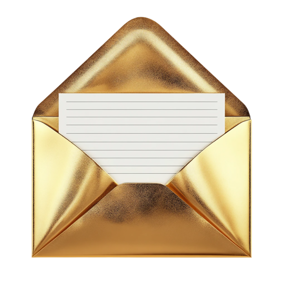 Golden Open Envelope with Invitation Card Inside png