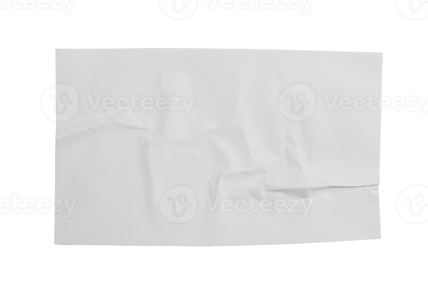 Crumpled white paper empty sticker poster mockup with glued texture, transparent background displaying graphic design concepts png