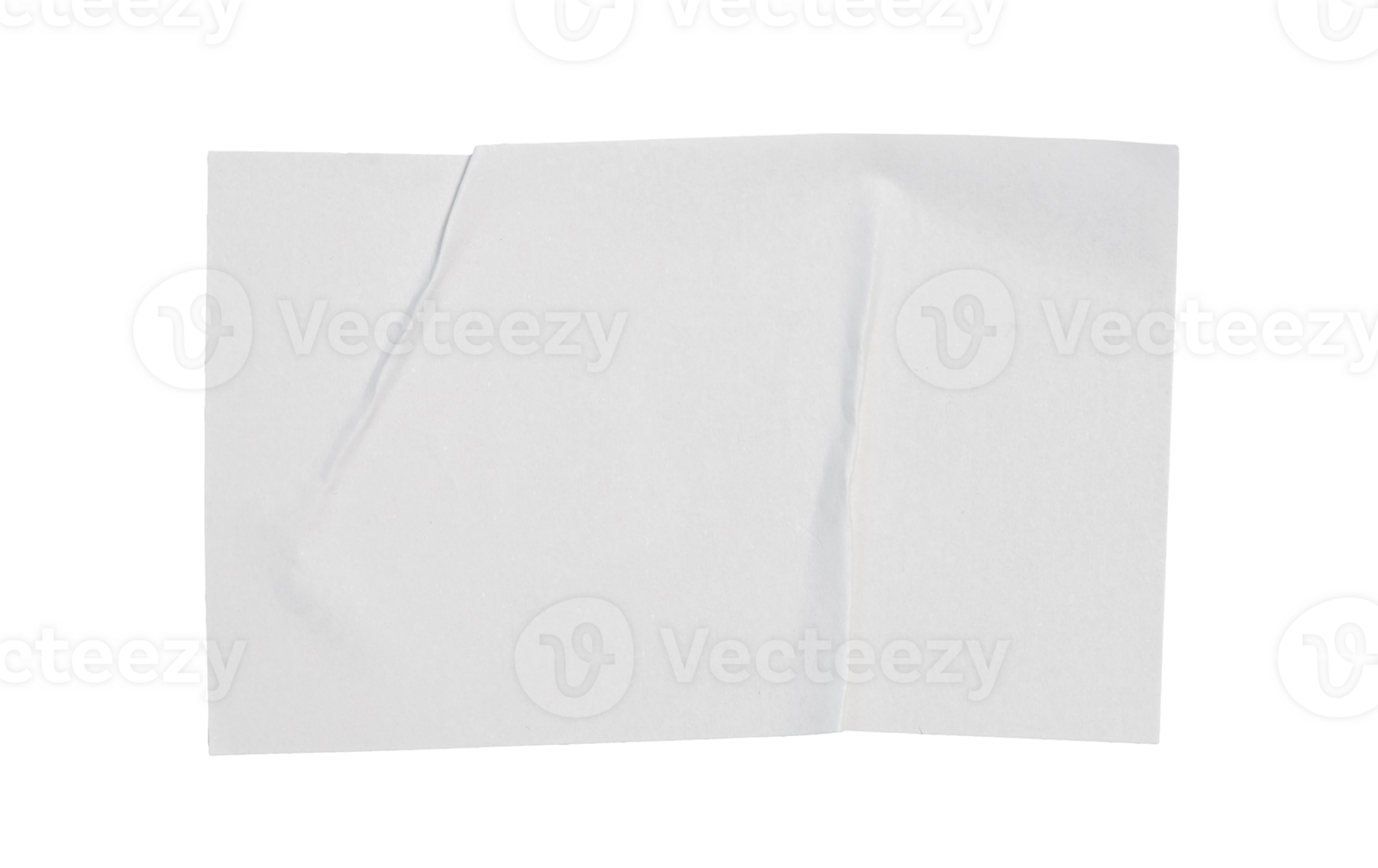 Crumpled white paper empty sticker mockup sheet, transparent background revealing intricate wrinkled surface delicate texture png