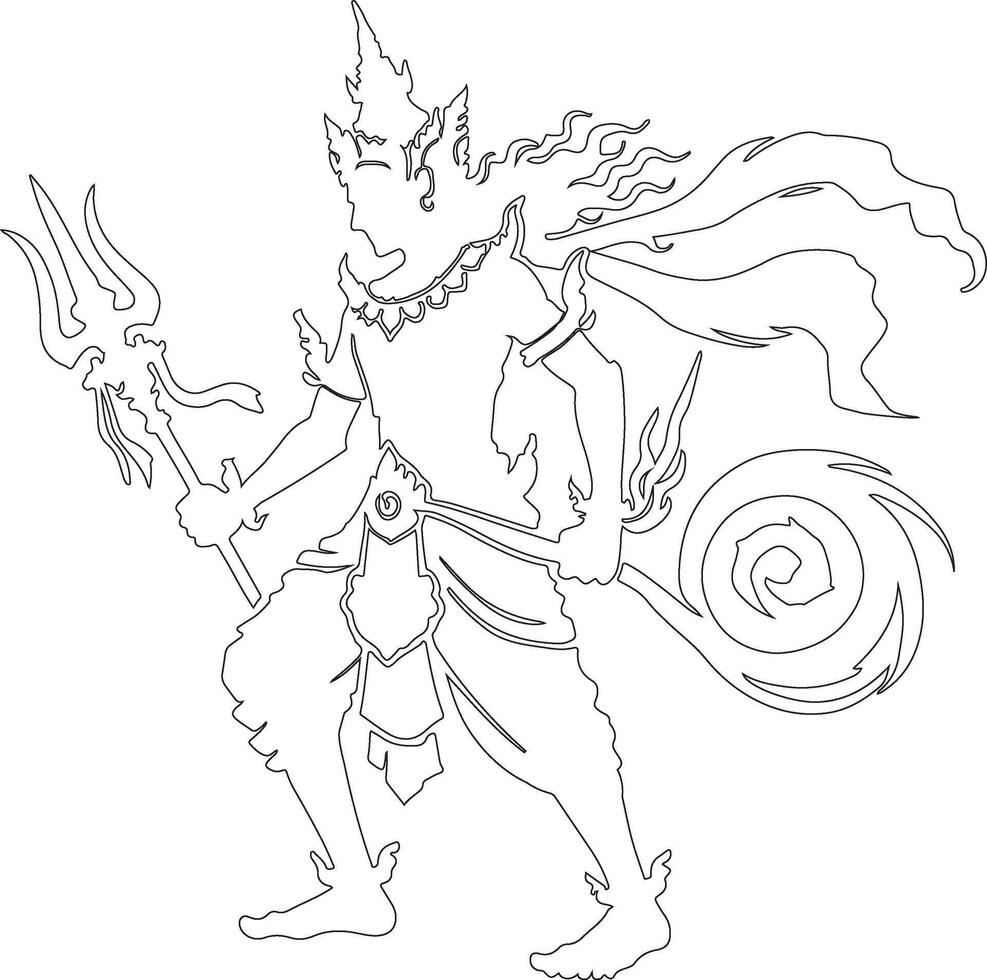 a drawing of a hindu god with a sword vector