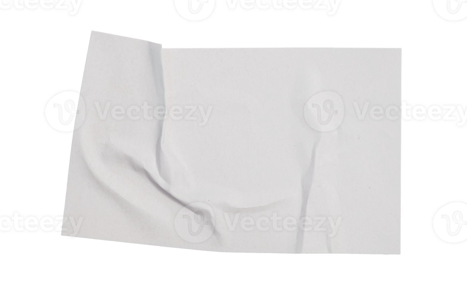 White empty paper sticker mockup sheet with curled corner, transparent background offering clean design space creative content png