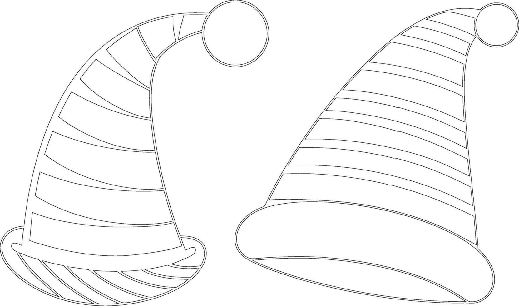 two hats are shown in black and white vector