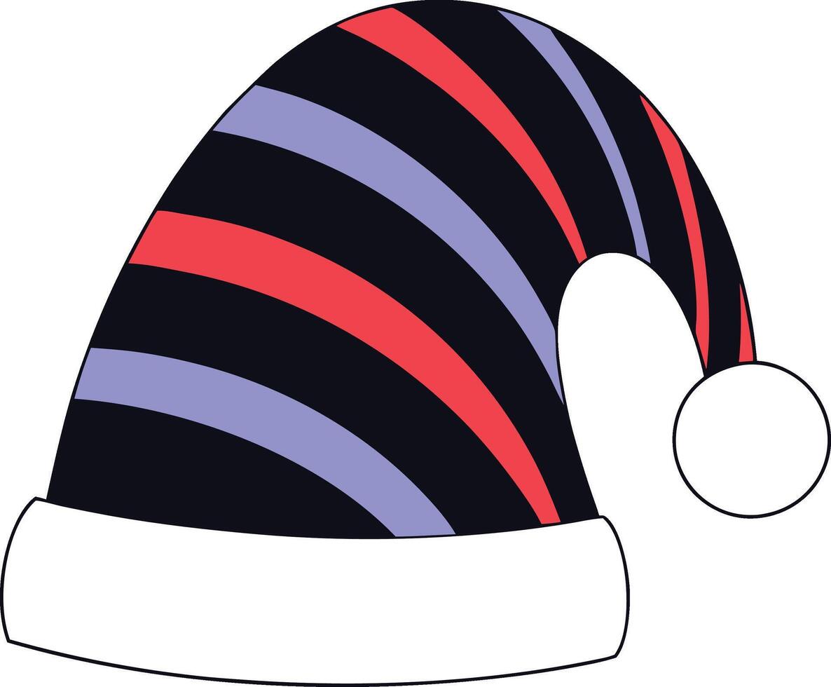 a santa hat with stripes on a white background vector