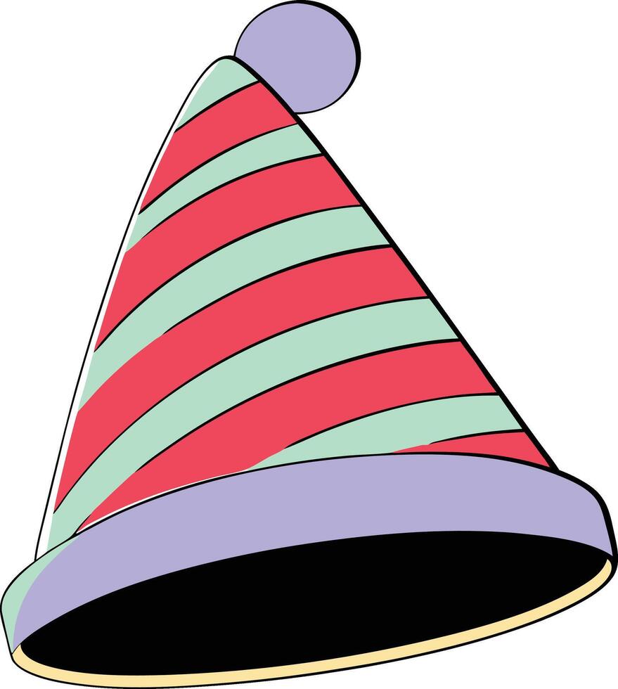 a cartoon party hat with stripes on it vector