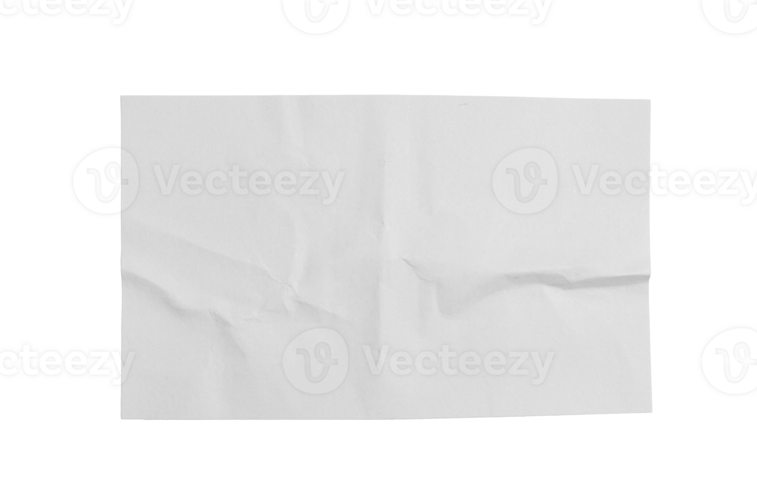 Crumpled white paper empty sticker mockup sheet, transparent background revealing wrinkled surface and delicate texture png