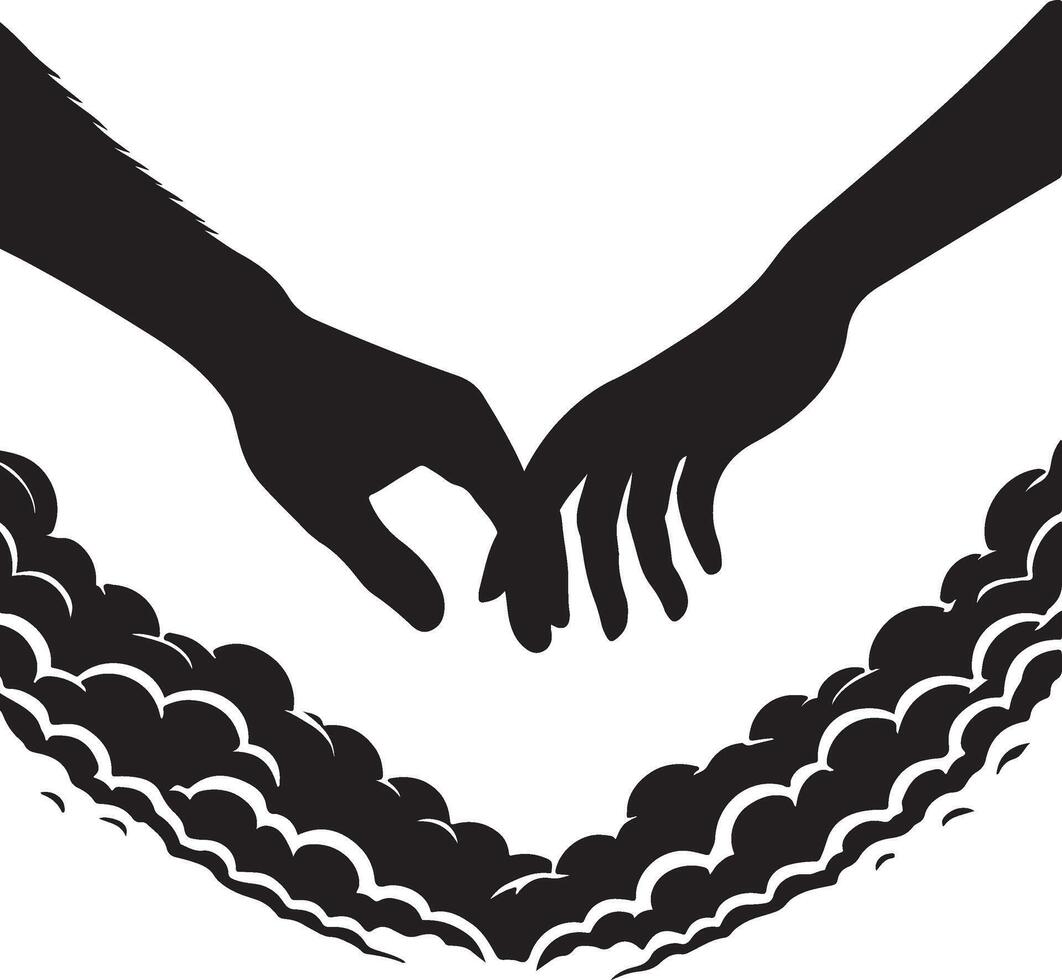 two hands holding each other in a heart shape vector