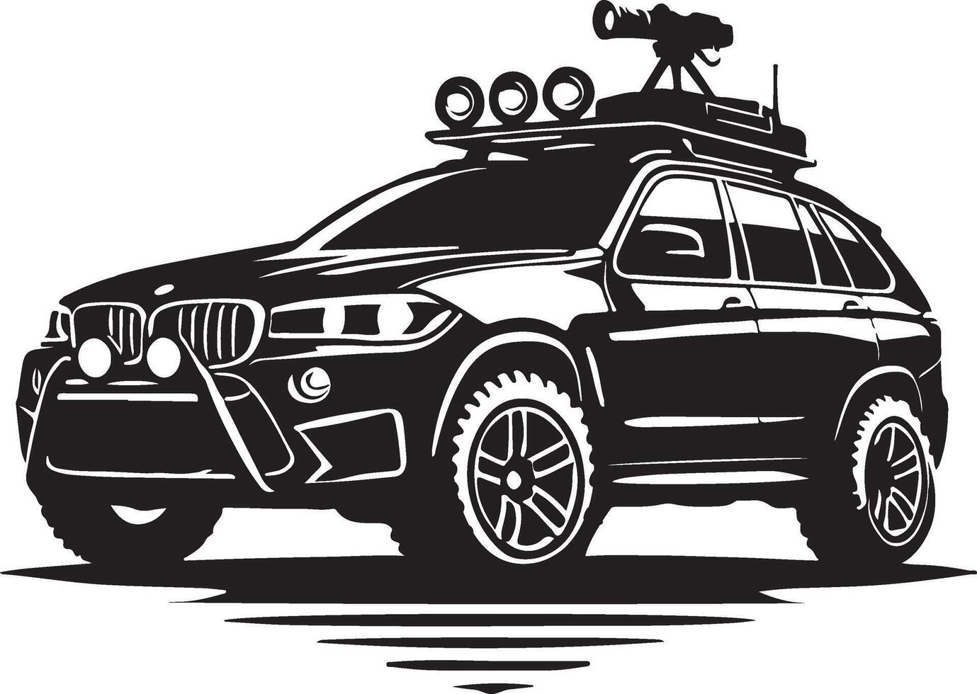 an suv with a camera on top of it vector
