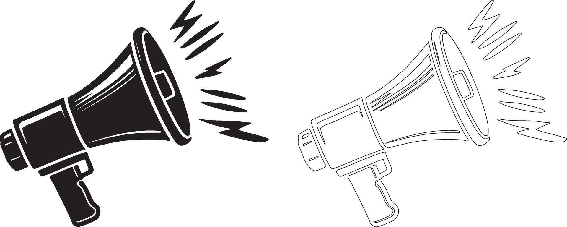 a black and white drawing of a megaphone vector