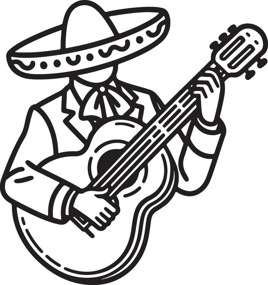 mexican man playing guitar and wearing a sombrero vector
