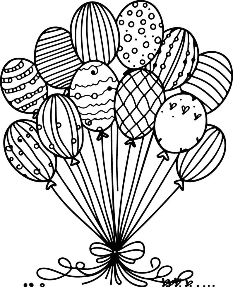 a coloring page with balloons vector
