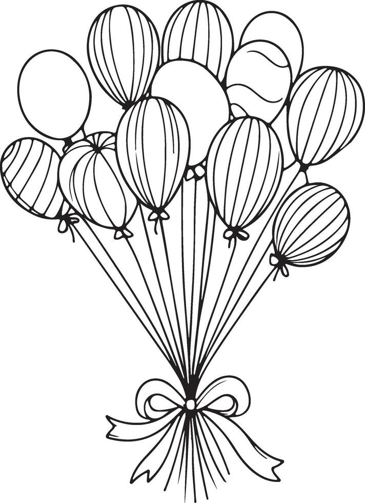 a drawing of balloons with a bow vector