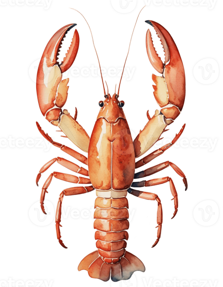 watercolor of a lobster on a transparent background png