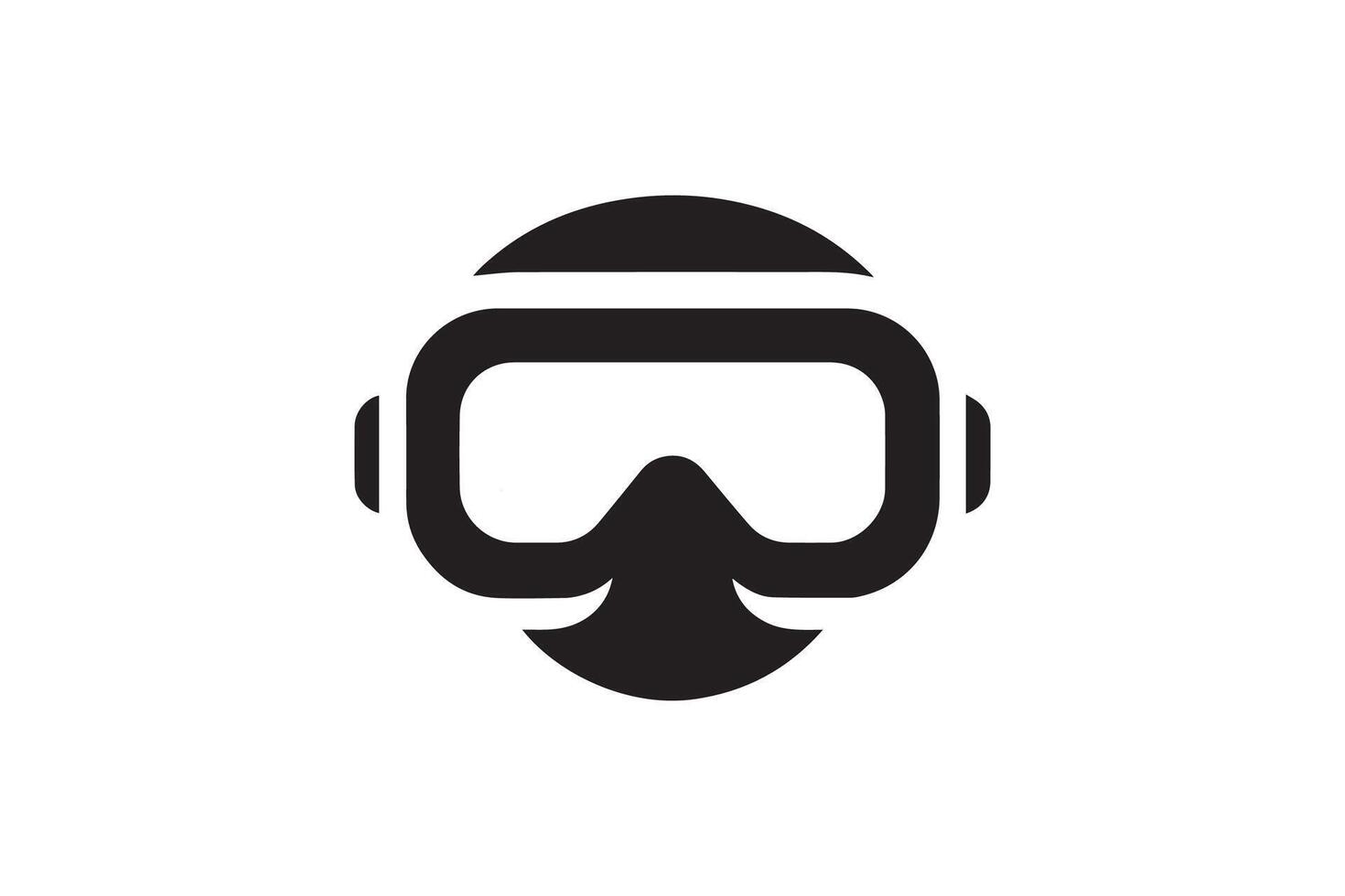A black and white logo of a scuba mask vector