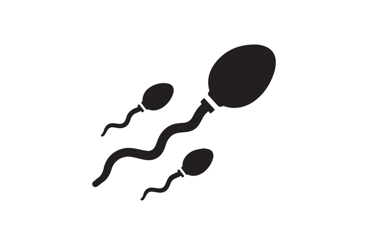 A black and white illustration of a sperm and egg vector