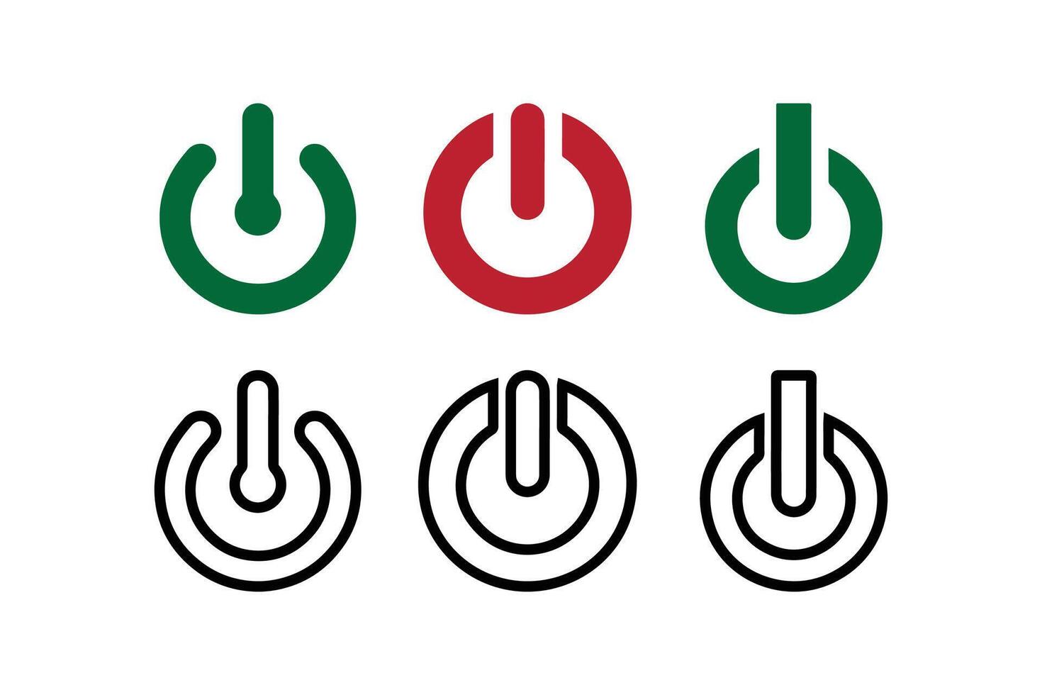 Four different colored power switches on a white background vector