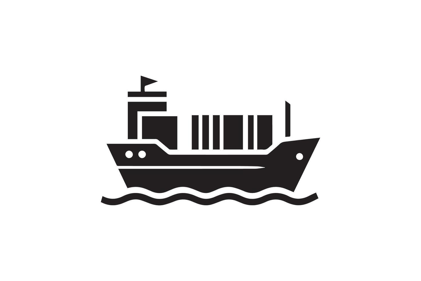 A black and white image of a cargo ship vector