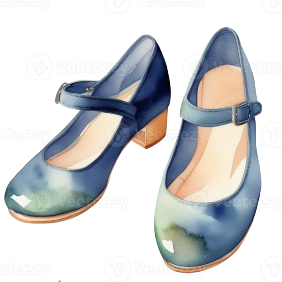 blue and green watercolor shoes with transparent background png