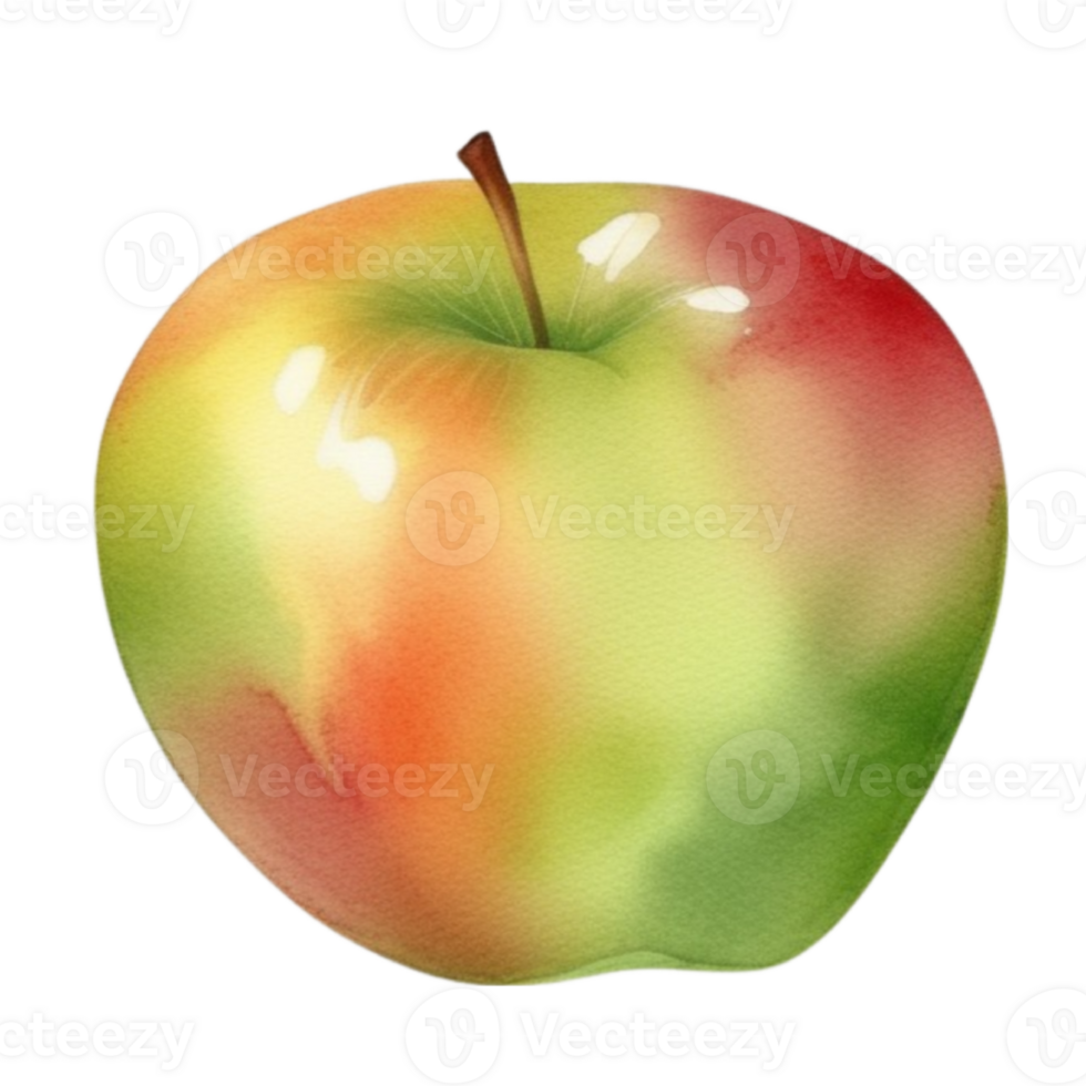 watercolor of green apple on a transparent background png