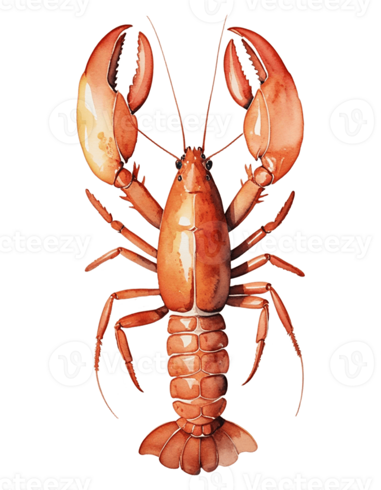 watercolor of lobster on a transparent background png
