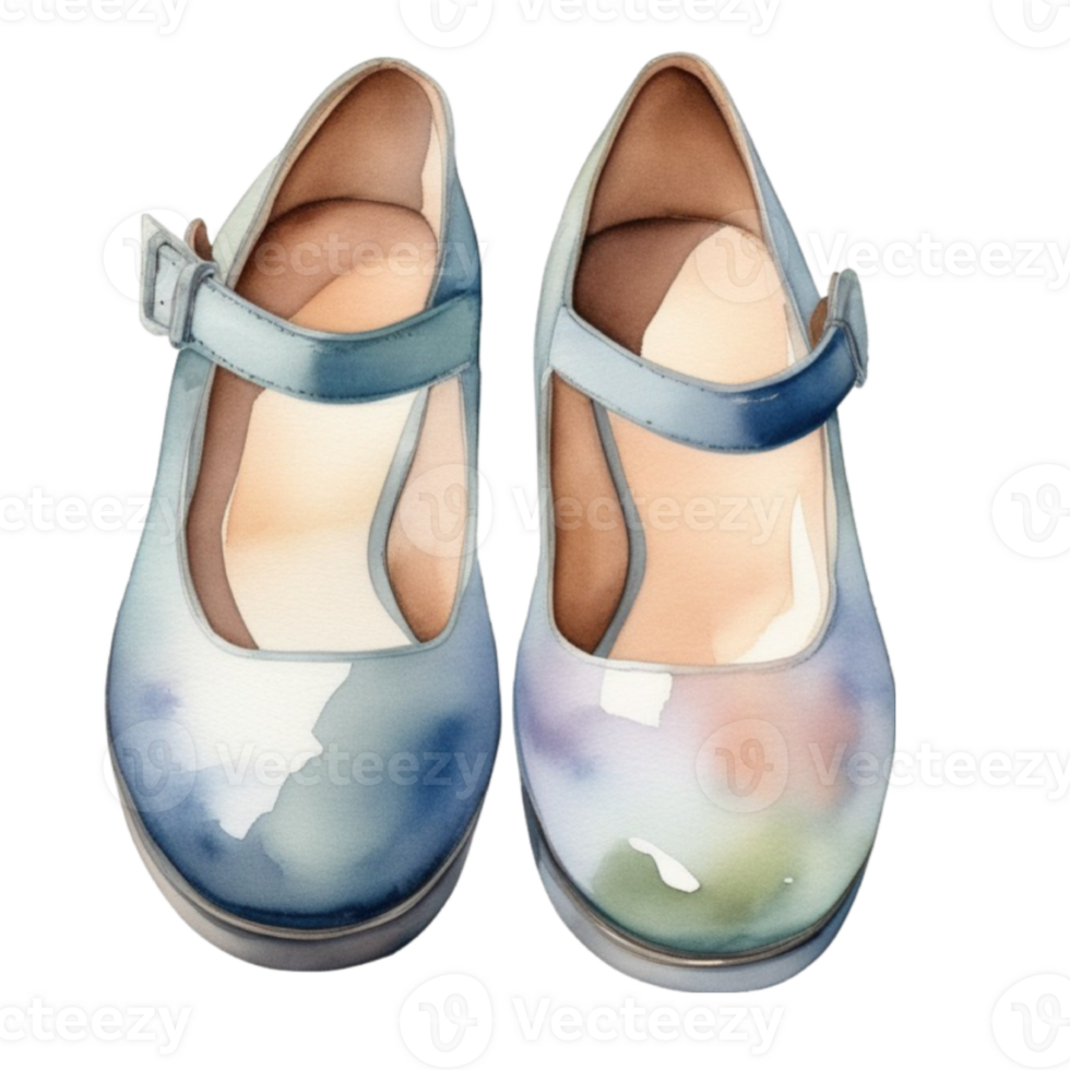 watercolor illustration mary jane shoes on transparent background png