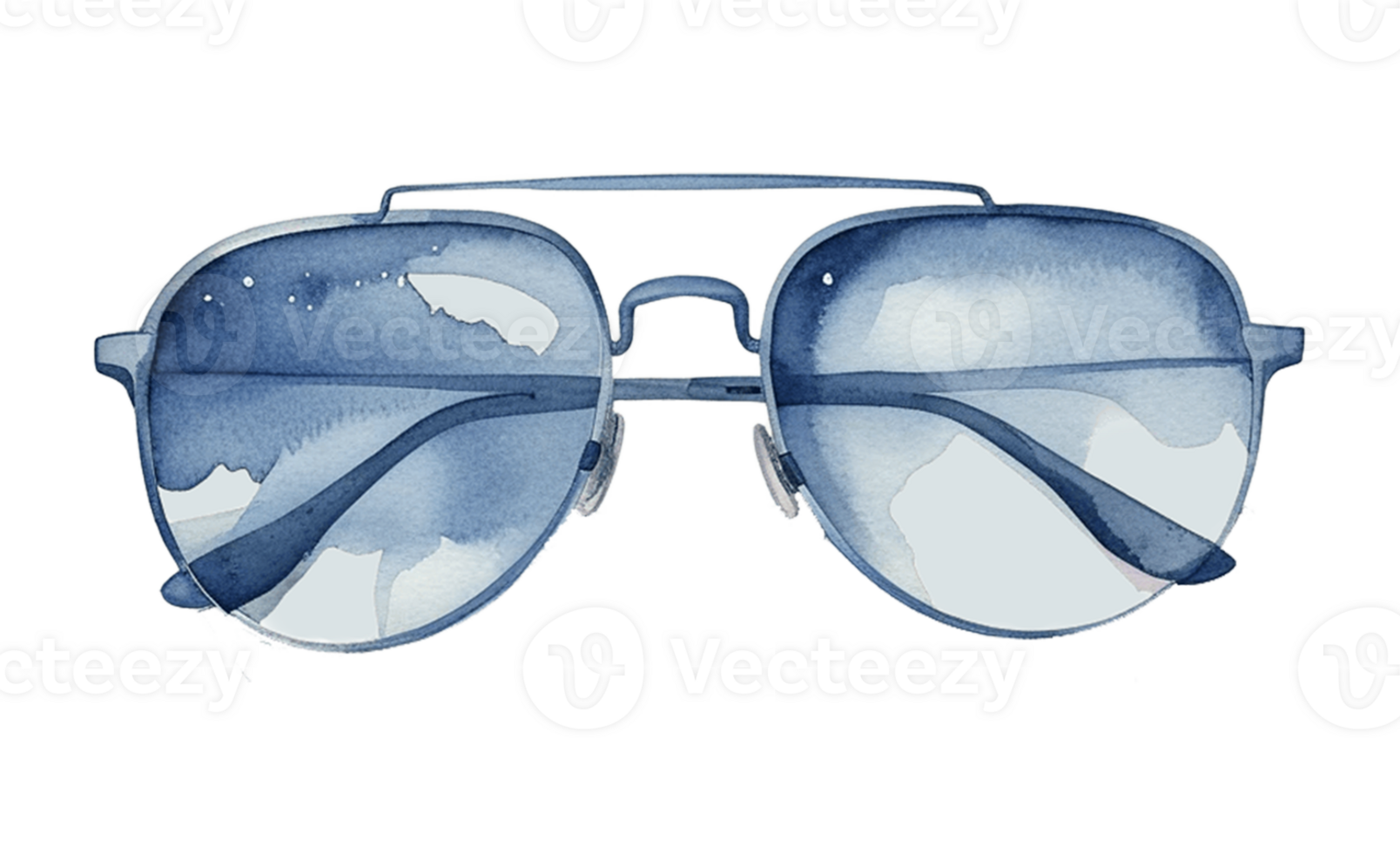 watercolor illustration of blue sunglasses on transparent background png