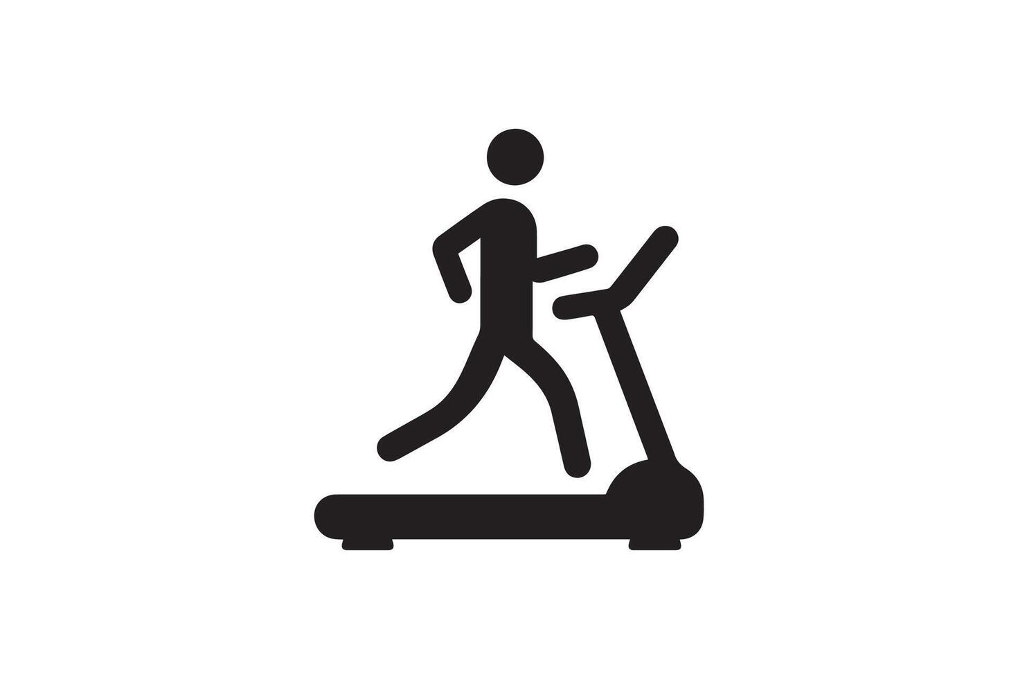 A black and white silhouette of a person running on a treadmill vector