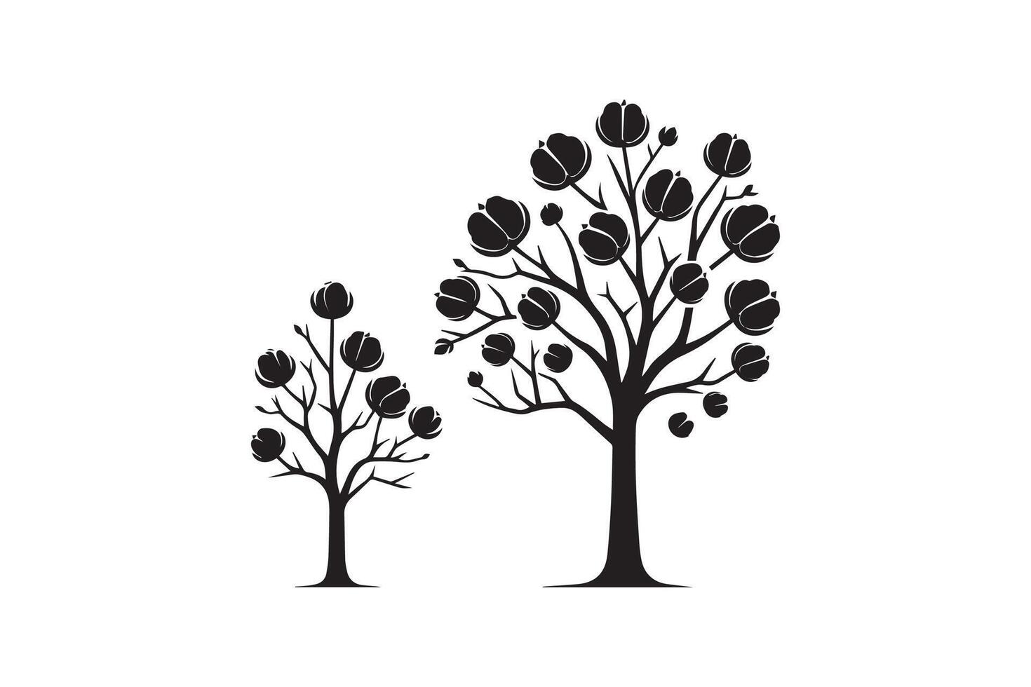 Black and white illustration of two trees vector