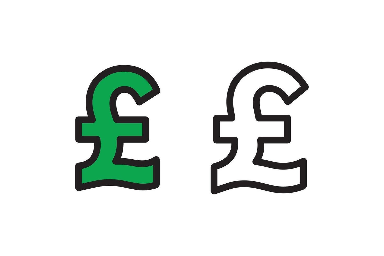 Two green and white pound signs with the word pound vector