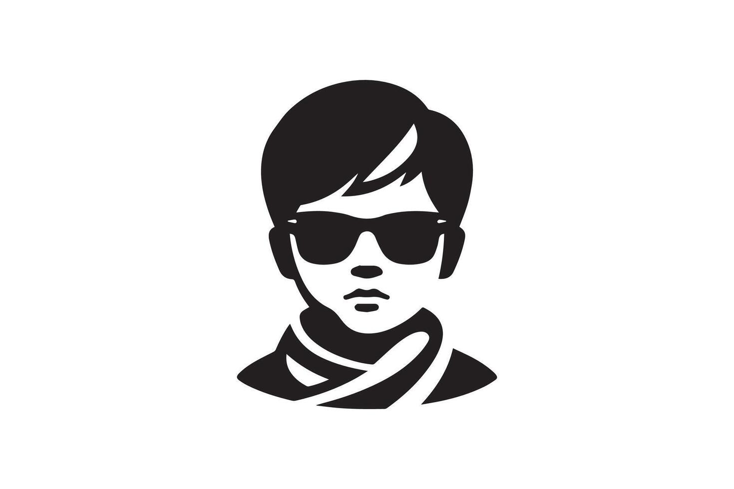 A black and white logo of a man wearing sunglasses vector