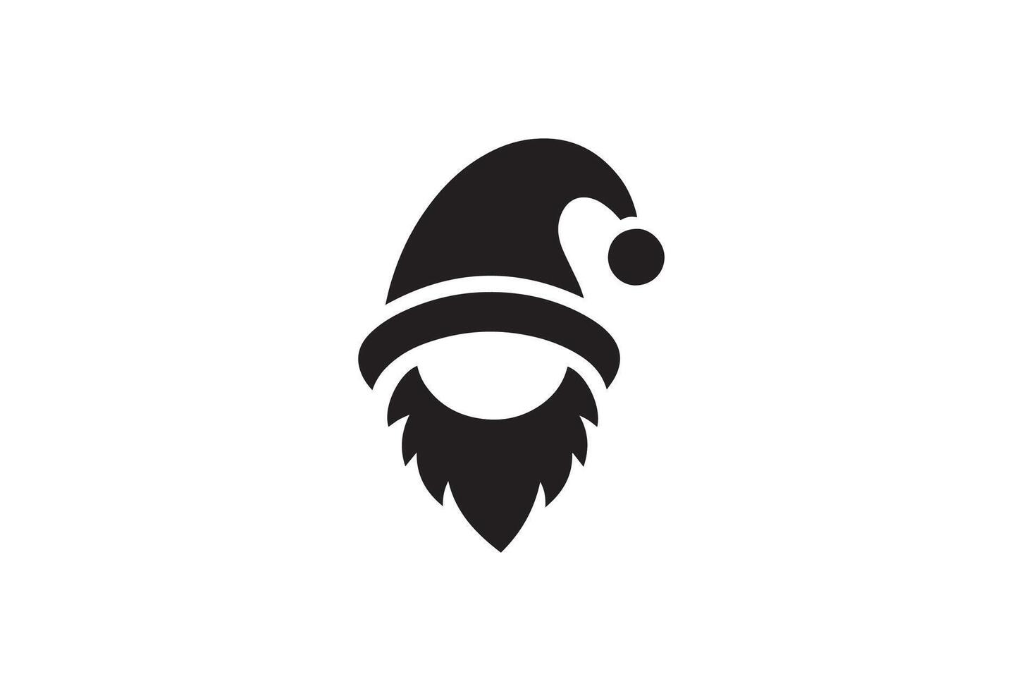 A black and white logo of a gnome with a beard vector