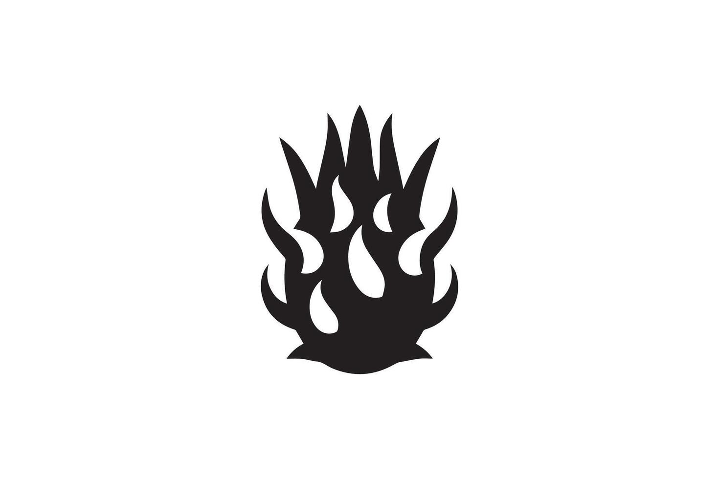 A black and white logo of a flame vector