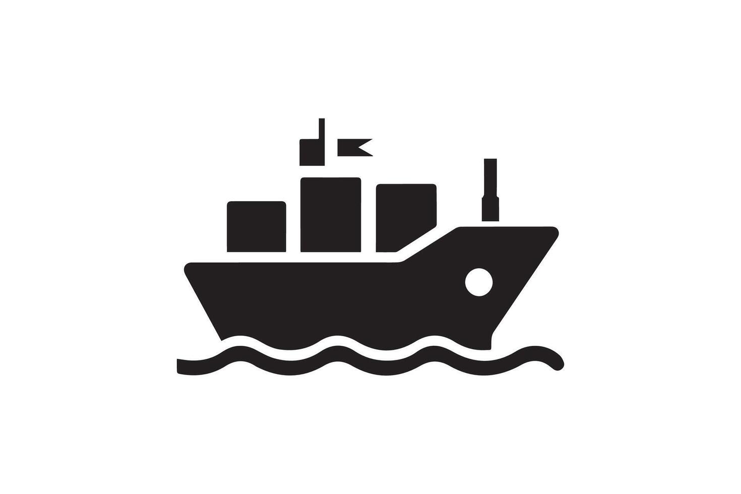 A black and white image of a ship in the ocean vector
