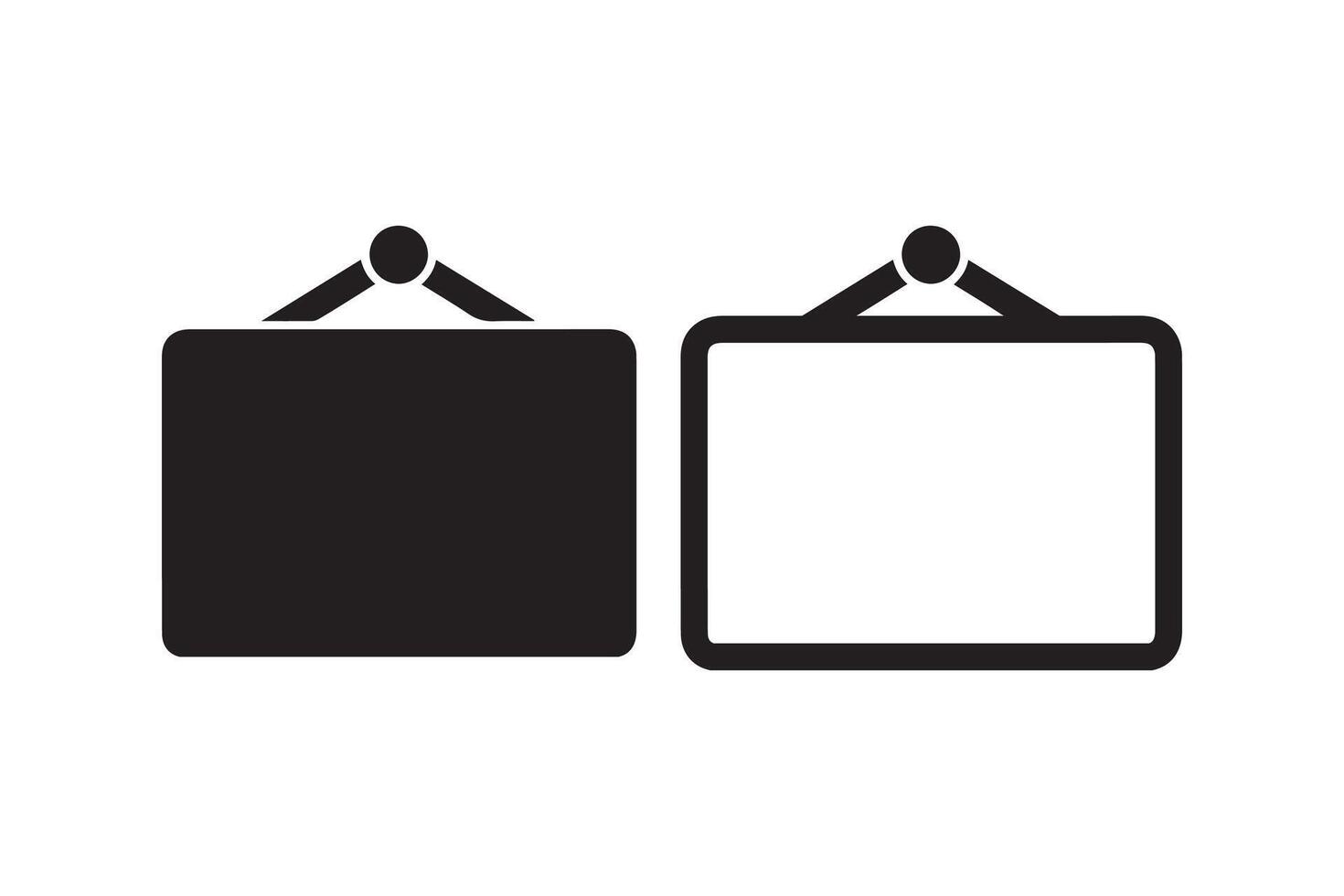 Two black and white square signs hanging on a wall vector