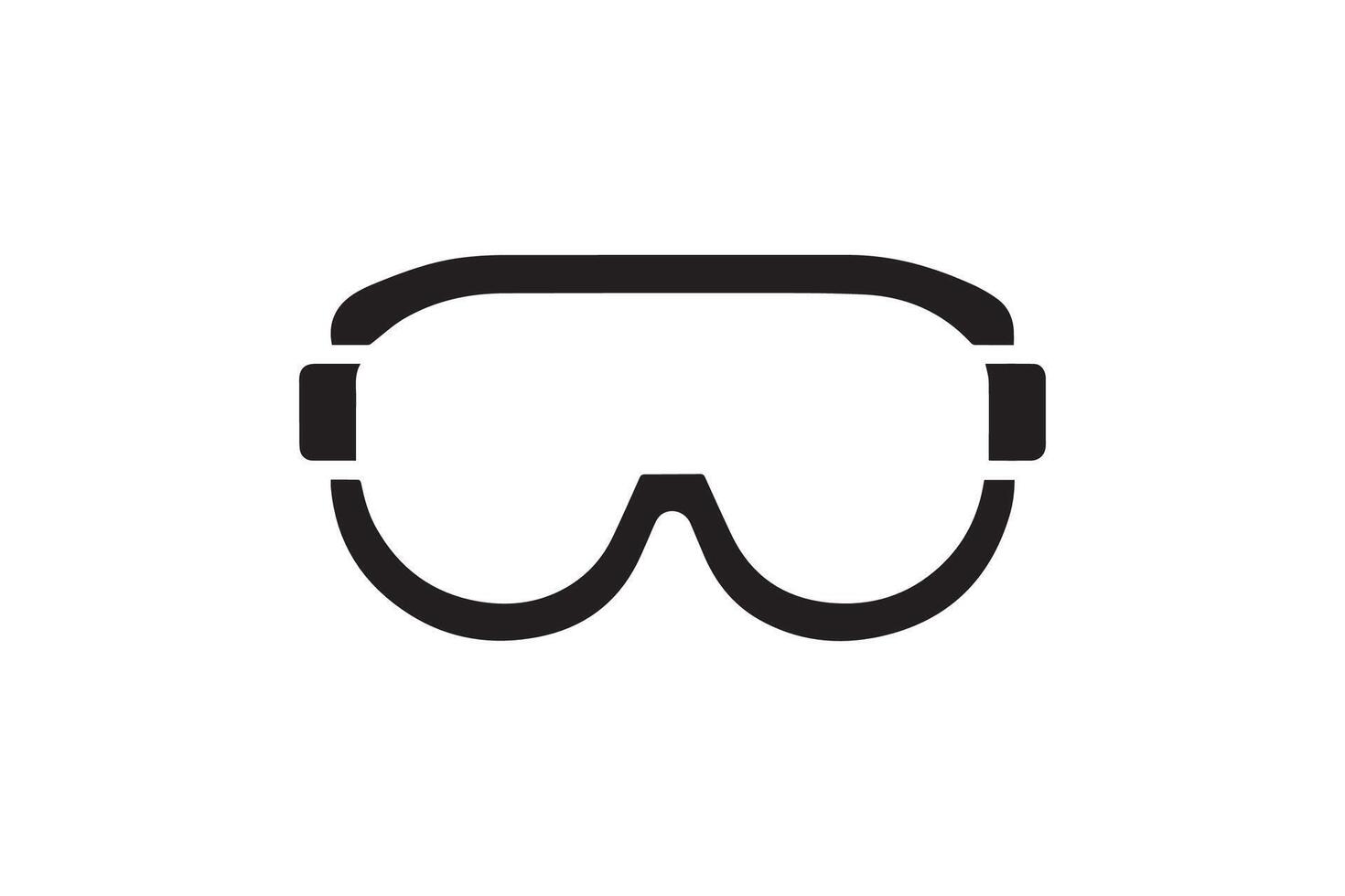 A black and white icon of a pair of goggles vector