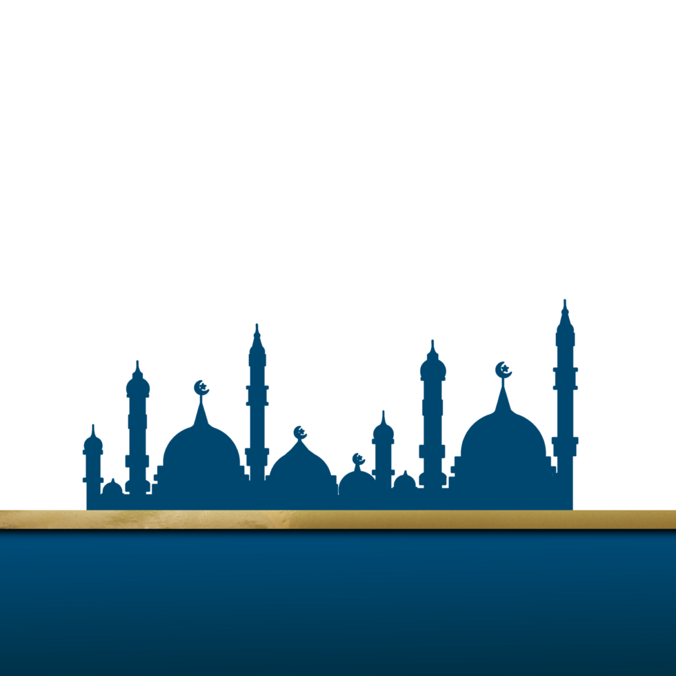 A blue background with a mosque silhouette png