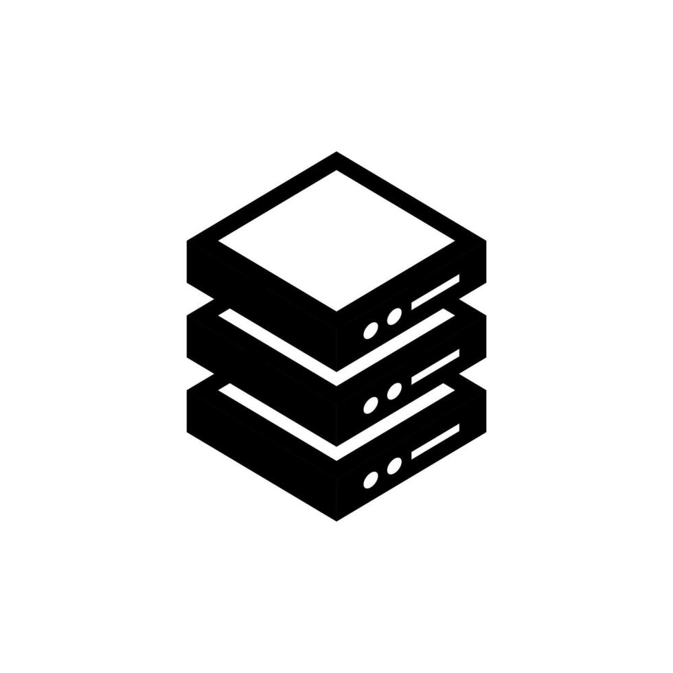 A black and white illustration of a stack of three computers vector