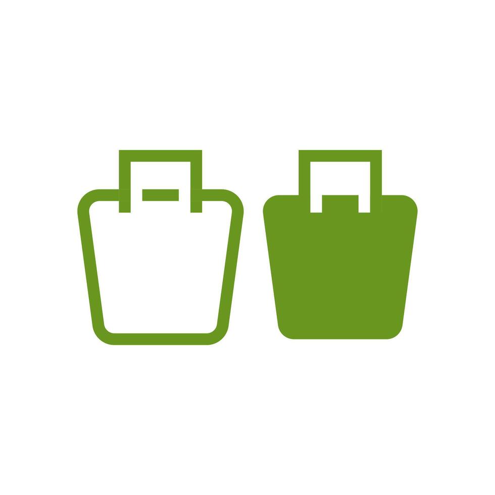 Two green bags with handles on a white background vector