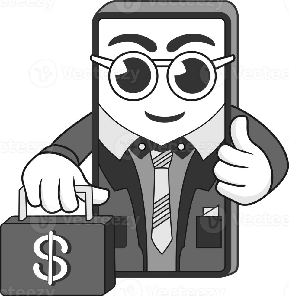 A cartoon man with glasses and a briefcase png