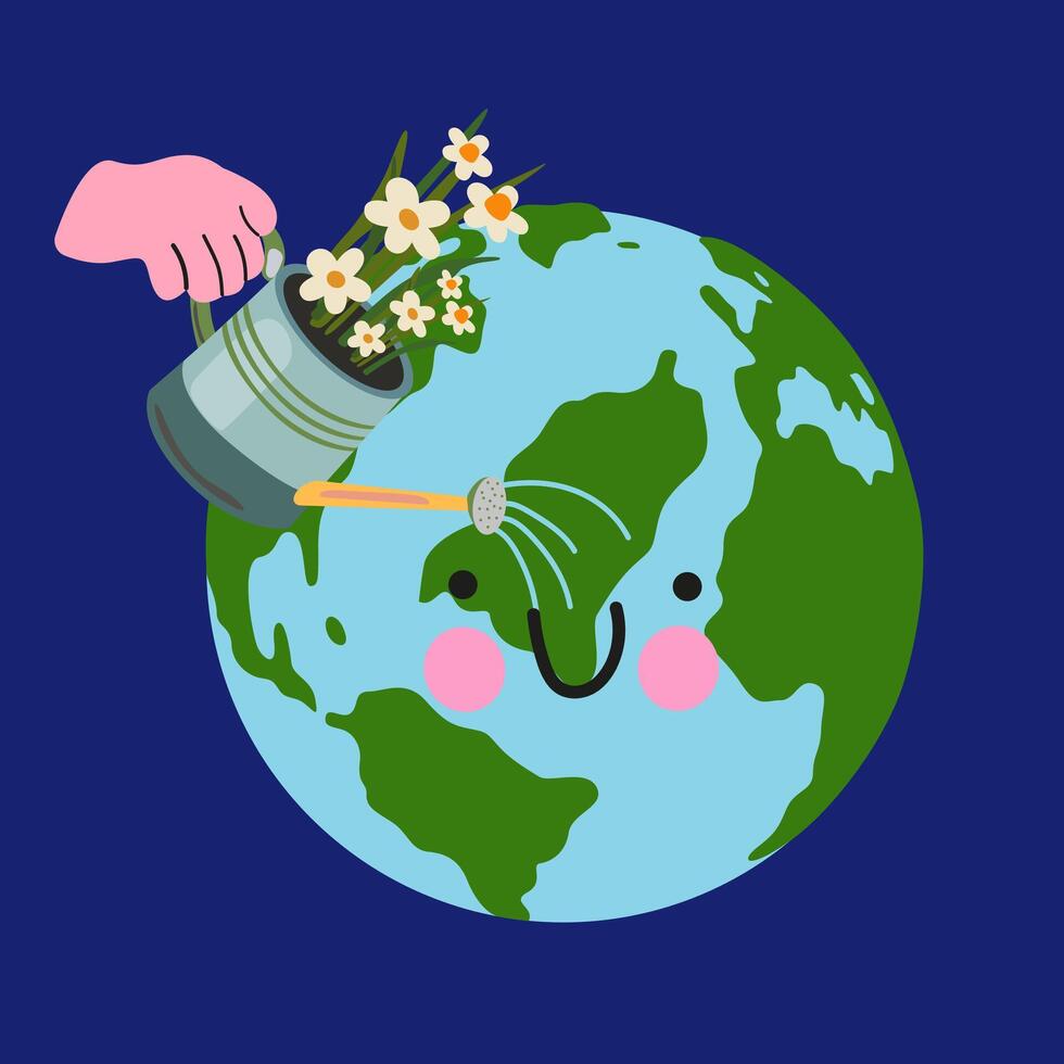 Happy Earth day. Save the planet. Environmental problems and environmental protection, recycling vector